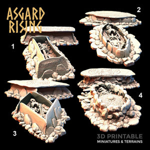 3D Printed Asgard Rising Graves with Movable Tombstones 28mm-32mm Ragnarok D&D - Charming Terrain