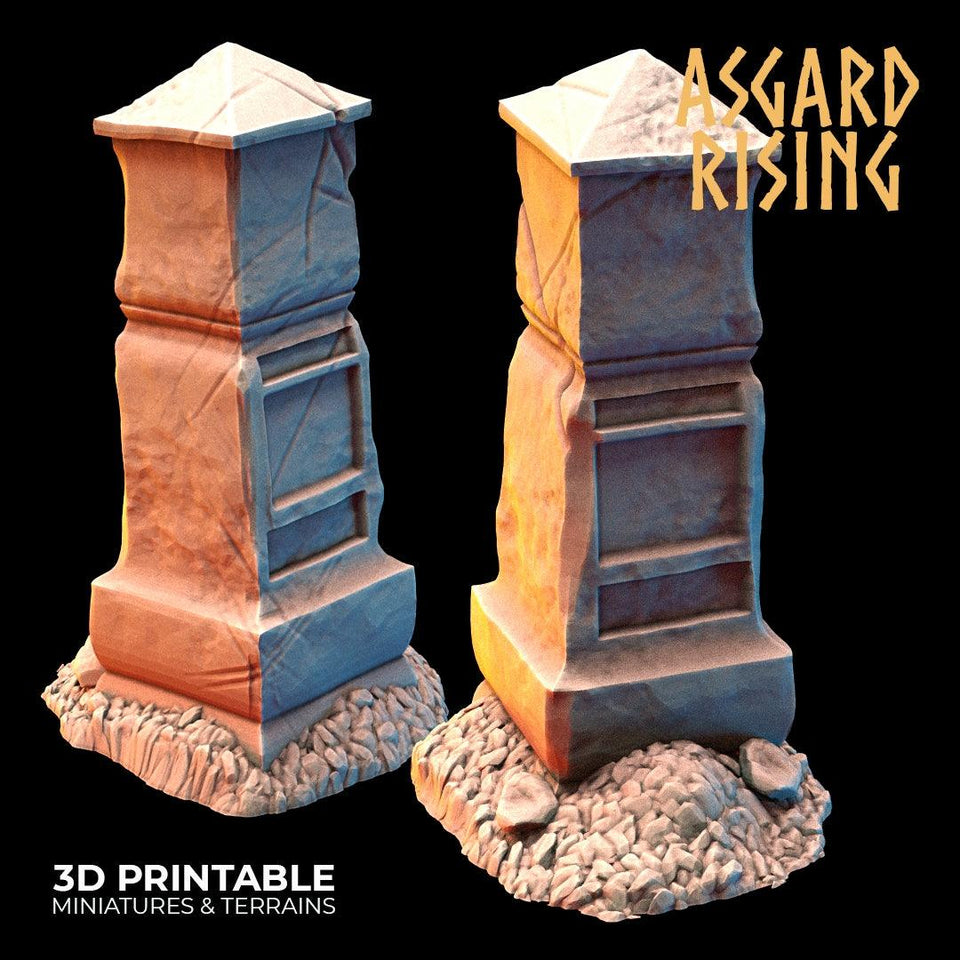 3D Printed Asgard Rising Gravestone and Tombstone Set 28mm-32mm Ragnarok D&D - Charming Terrain