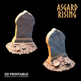 3D Printed Asgard Rising Gravestone and Tombstone Set 28mm-32mm Ragnarok D&D - Charming Terrain