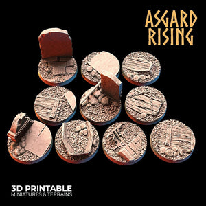 3D Printed Asgard Rising Graveyard Round Base Set 25 28 32 35mm D&D - Charming Terrain