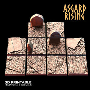 3D Printed Asgard Rising Graveyard Square Base Set 25 28 32 35mm D&D - Charming Terrain