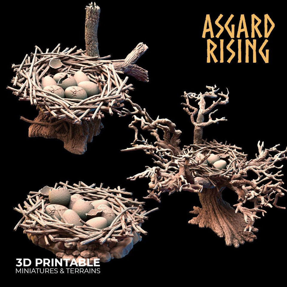 3D Printed Asgard Rising Griffin Nest Set - 32mm D&D - Charming Terrain