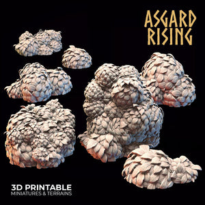 3D Printed Asgard Rising Hedge Bushes Set 28 - 32mm Ragnarok D&D - Charming Terrain