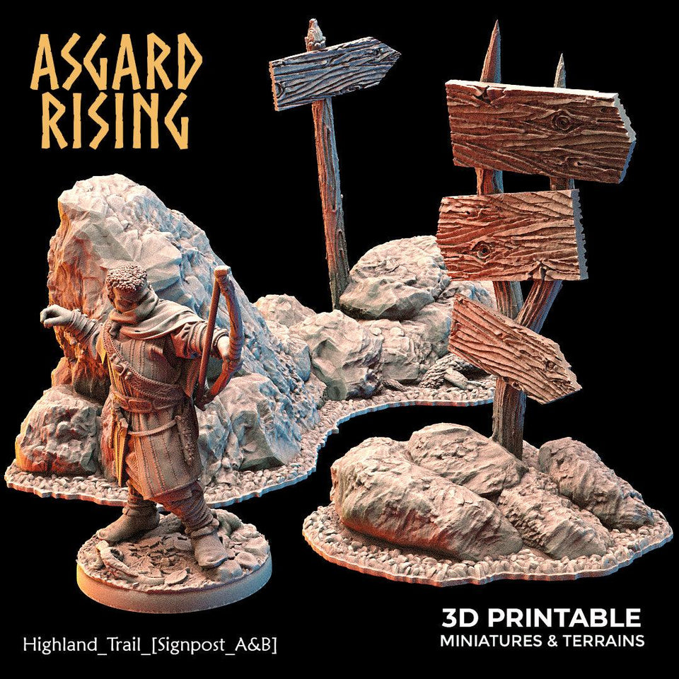 3D Printed Asgard Rising Highland Trail Terrain Set 28 32 mm Wargaming DnD - Charming Terrain