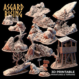 3D Printed Asgard Rising Highland Trail Terrain Set 28 32 mm Wargaming DnD - Charming Terrain