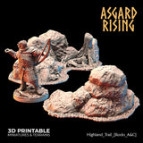 3D Printed Asgard Rising Highland Trail Terrain Set 28 32 mm Wargaming DnD - Charming Terrain