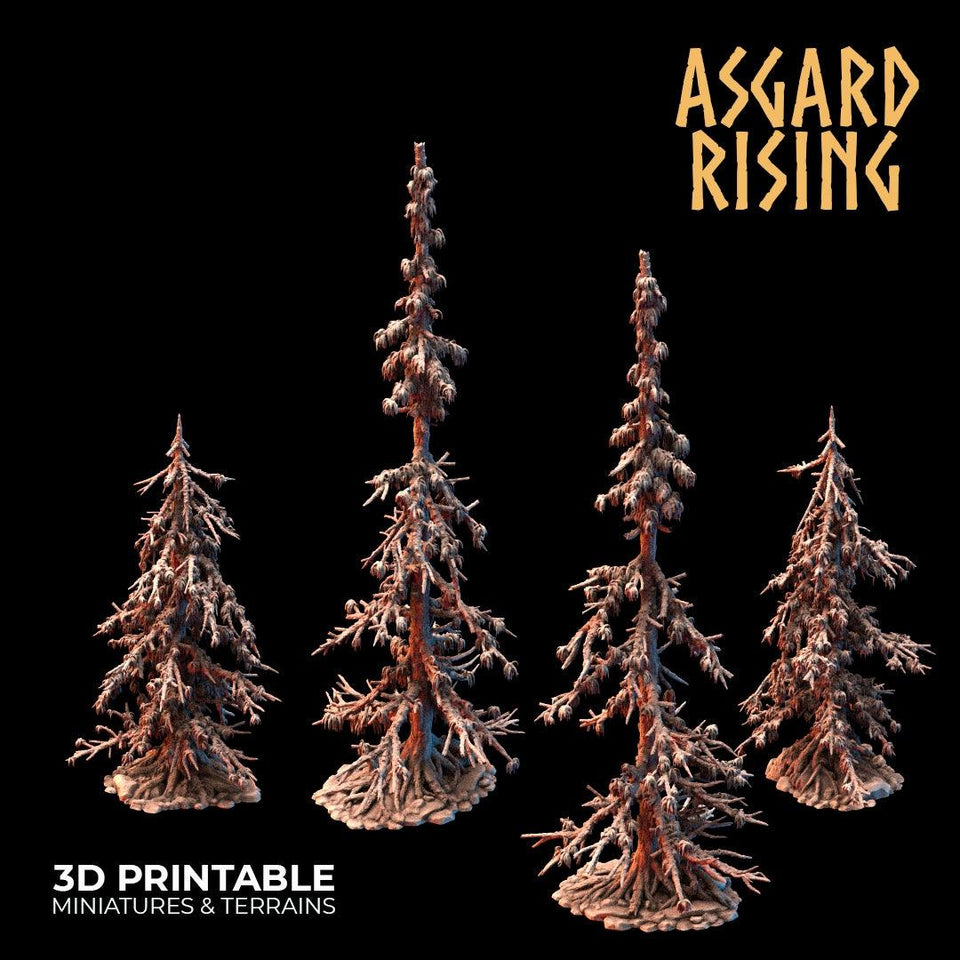 3D Printed Asgard Rising Infected Conifers Spruce Modular Forest Set 28mm 32mm D&D - Charming Terrain