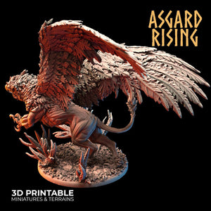 3D Printed Asgard Rising King of all Creatures Griffin Set - 32mm D&D - Charming Terrain