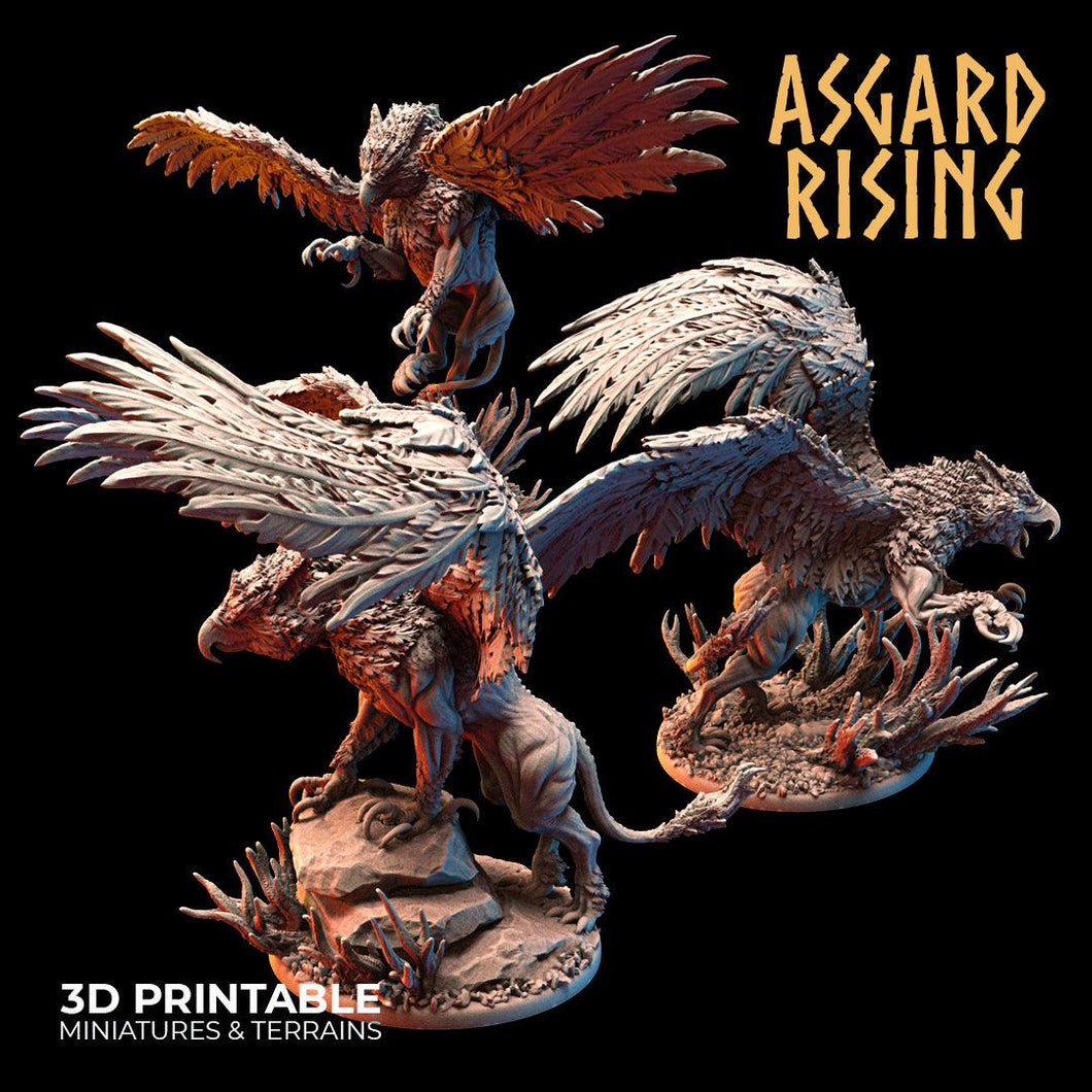 3D Printed Asgard Rising King of all Creatures Griffin Set - 32mm D&D - Charming Terrain