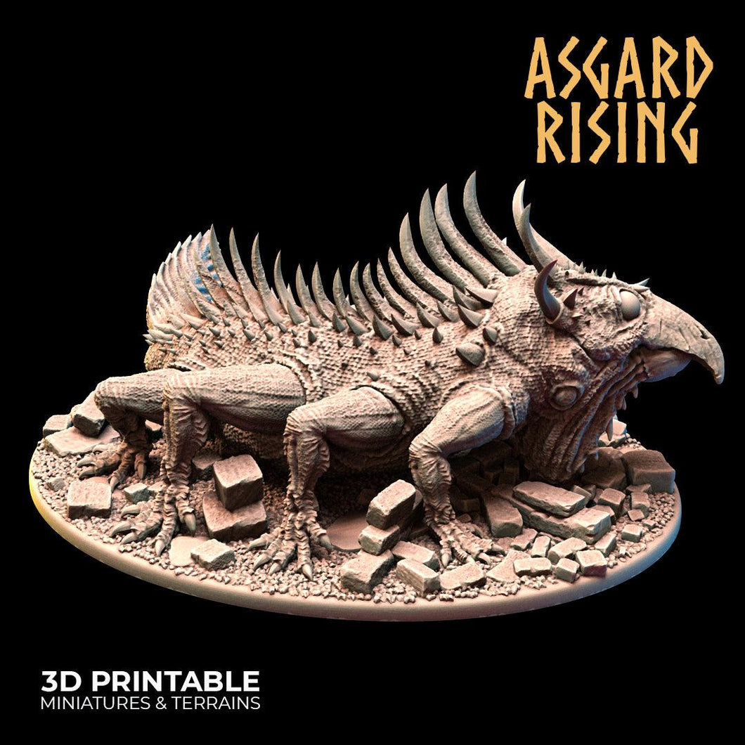 3D Printed Asgard Rising King of Serpents - Basilisk 32mm D&D - Charming Terrain