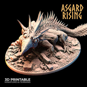 3D Printed Asgard Rising King of Serpents - Basilisk 32mm D&D - Charming Terrain