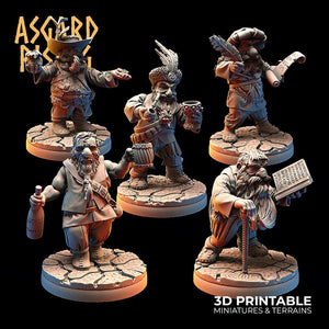 3D Printed Asgard Rising Male Dwarven Townsfolk Modular Set 28mm - 32mm - Charming Terrain