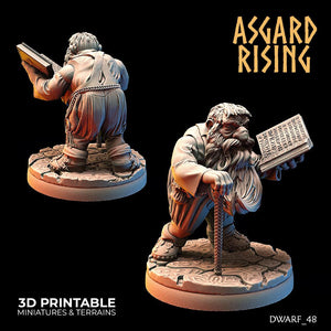 3D Printed Asgard Rising Male Dwarven Townsfolk Modular Set 28mm - 32mm - Charming Terrain