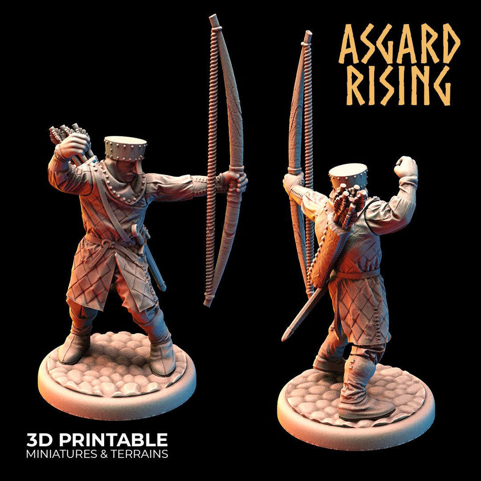 3D Printed Asgard Rising Medieval Bowmen Set 28mm - 32mm Ragnarok D&D - Charming Terrain