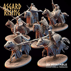 3D Printed Asgard Rising Medieval Heavy Calvary Set 28mm - 32mm Ragnarok D&D - Charming Terrain