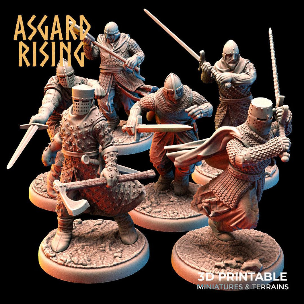 3D Printed Asgard Rising Medieval Knights Set 28mm - 32mm Ragnarok D&D - Charming Terrain