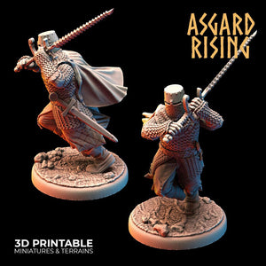 3D Printed Asgard Rising Medieval Knights Set 28mm - 32mm Ragnarok D&D - Charming Terrain