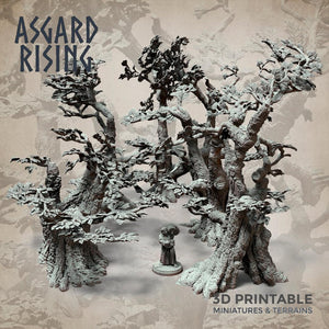 3D Printed Asgard Rising Oak Modular Forest Set 32mm Ragnarok D&D - Charming Terrain