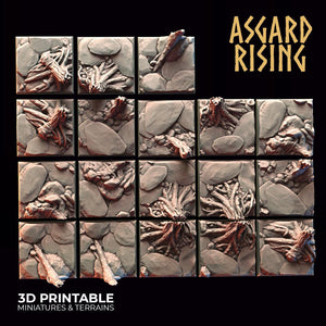 3D Printed Asgard Rising Road Trail Square Base Set 20 25 28 32 mm D&D - Charming Terrain