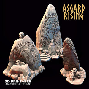 3D Printed Asgard Rising Rune Stones Set 28mm - 32mm Ragnarok D&D - Charming Terrain