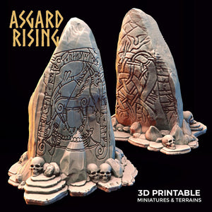 3D Printed Asgard Rising Rune Stones Set 28mm - 32mm Ragnarok D&D - Charming Terrain