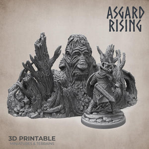 3D Printed Asgard Rising Sleeping Hill Giant Terrain 32mm D&D - Charming Terrain