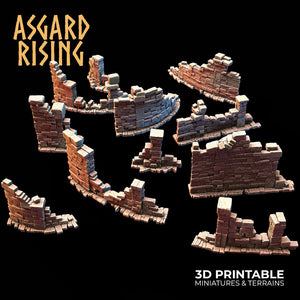 3D Printed Asgard Rising Small Ruins 28 32 mm Wargaming DnD - Charming Terrain