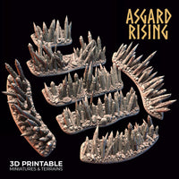 3D Printed Asgard Rising Spiked Fences Set 28mm - 32mm Ragnarok D&D - Charming Terrain