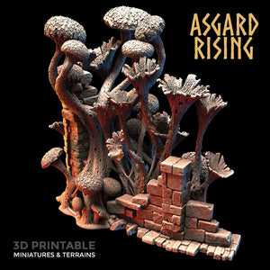 3D Printed Asgard Rising Stone Construction Ruins Fungi Infected 28mm - 32mm Ragnarok D&D - Charming Terrain