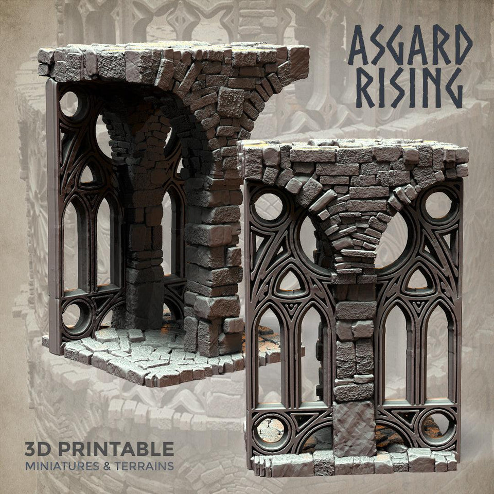 3D Printed Asgard Rising Stone Construction Ruins Modular Set 28mm - 32mm Ragnarok D&D - Charming Terrain