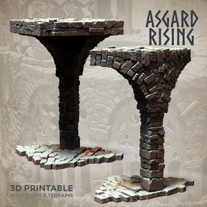 3D Printed Asgard Rising Stone Construction Ruins Modular Set 28mm - 32mm Ragnarok D&D - Charming Terrain