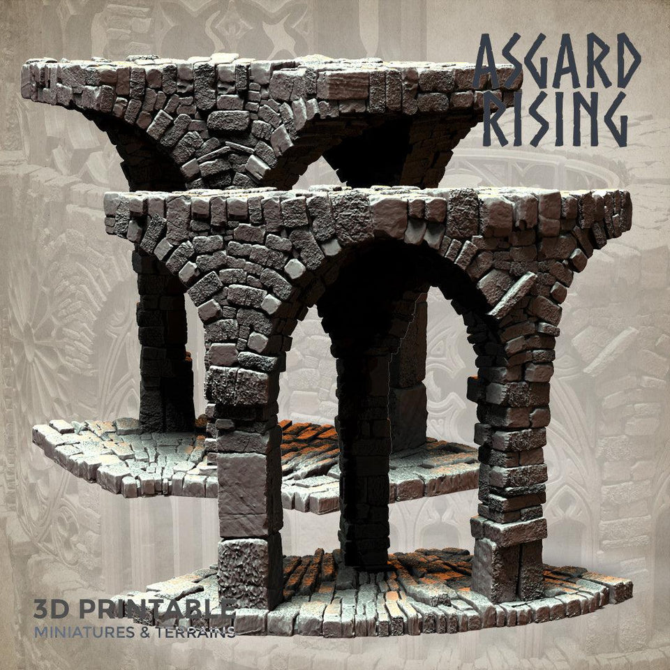 3D Printed Asgard Rising Stone Construction Ruins Modular Set 28mm - 32mm Ragnarok D&D - Charming Terrain