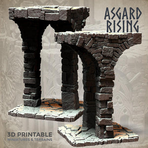 3D Printed Asgard Rising Stone Construction Ruins Modular Set 28mm - 32mm Ragnarok D&D - Charming Terrain