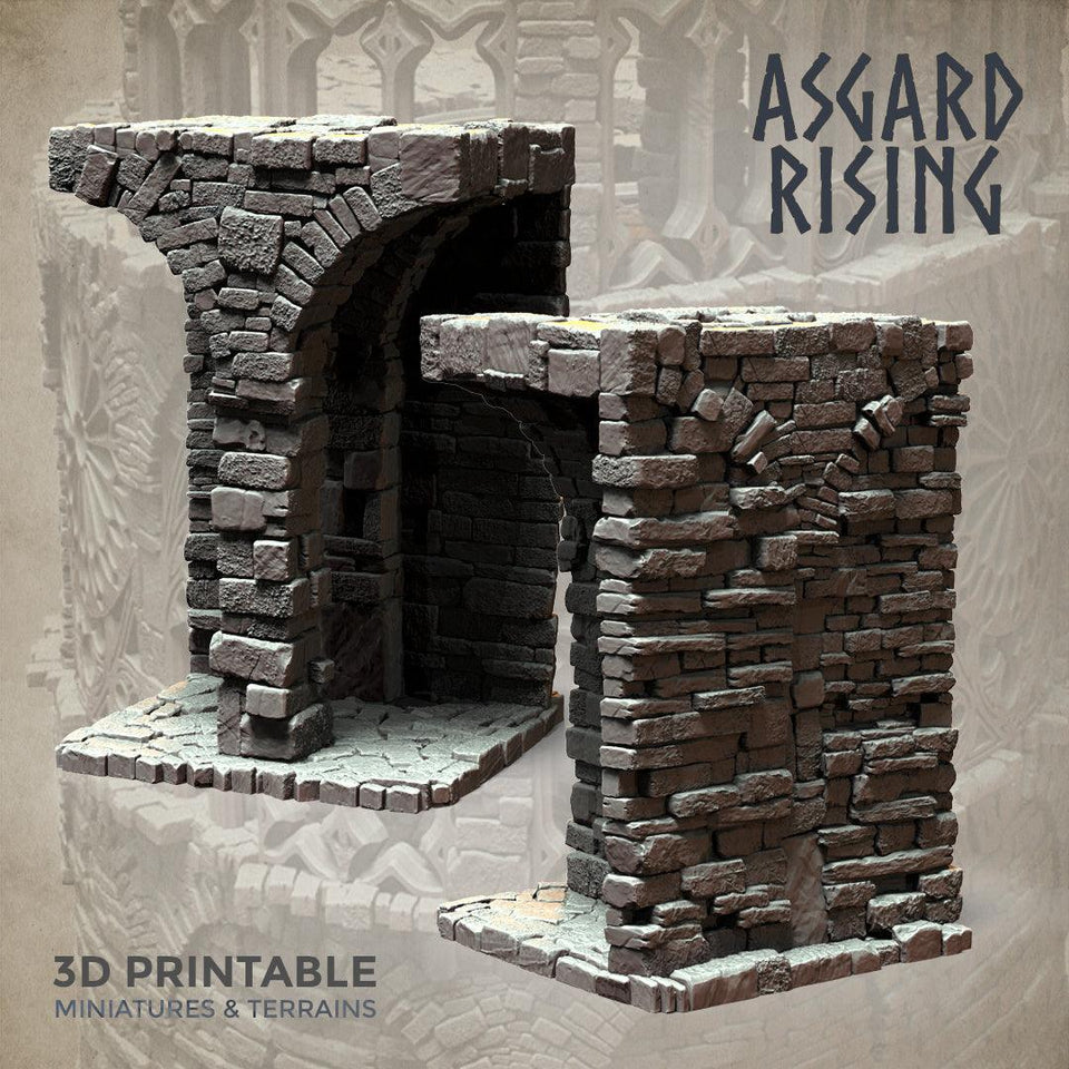 3D Printed Asgard Rising Stone Construction Ruins Modular Set 28mm - 32mm Ragnarok D&D - Charming Terrain