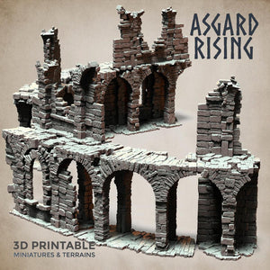 3D Printed Asgard Rising Stone Construction Ruins Ruined Modular Set 28mm - 32mm Ragnarok D&D - Charming Terrain