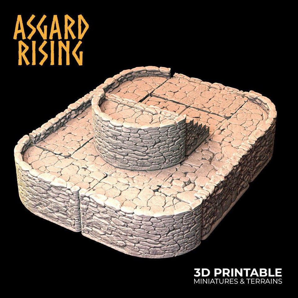 3D Printed Asgard Rising Stone Foundation 28 32 mm Wargaming DnD - Charming Terrain