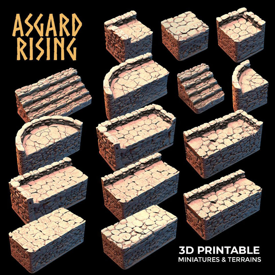 3D Printed Asgard Rising Stone Foundation 28 32 mm Wargaming DnD - Charming Terrain