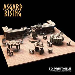 3D Printed Asgard Rising Tavern Modular Terrain Set 28mm - 32mm - Charming Terrain