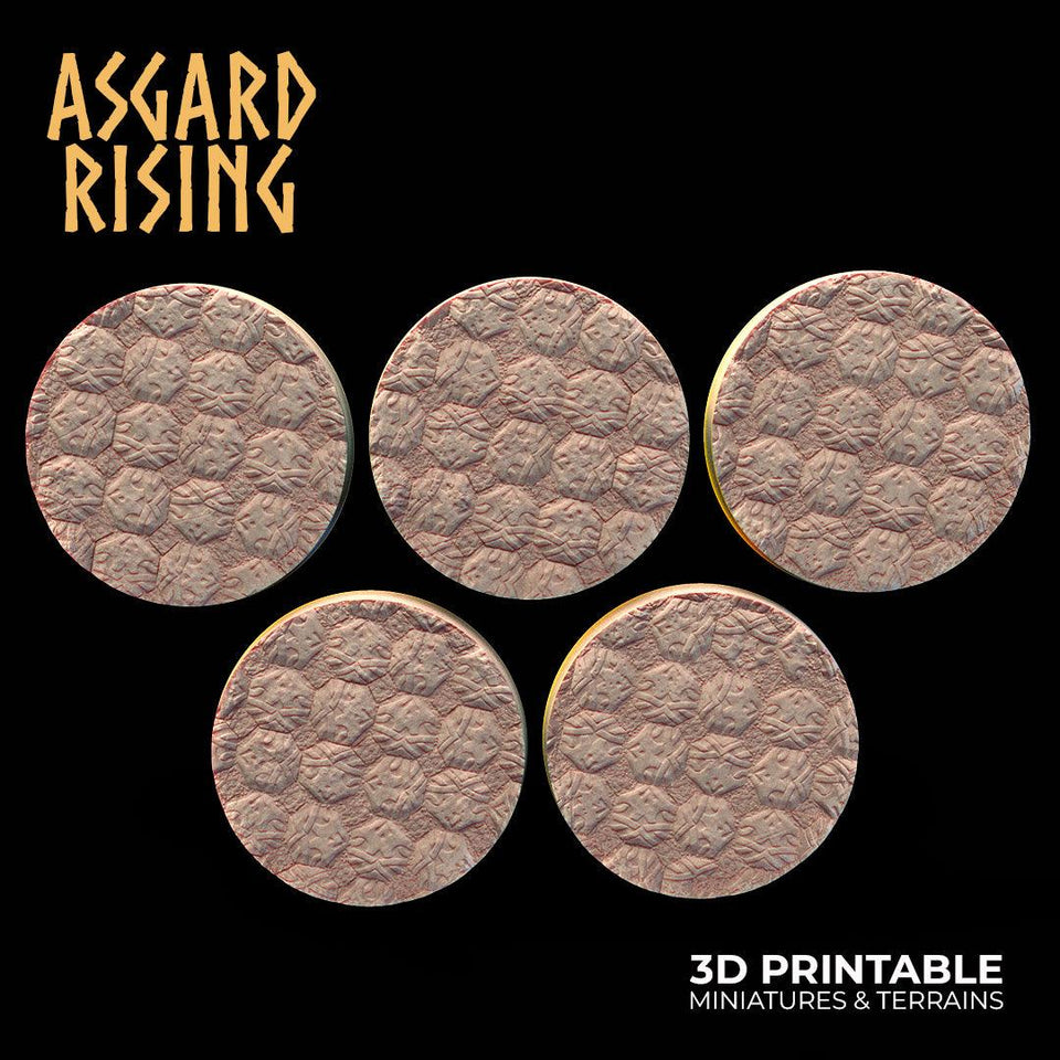 3D Printed Asgard Rising Tavern Tile Round Base Set 25 28 32 35mm D&D - Charming Terrain