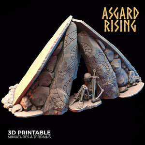 3D Printed Asgard Rising Tomb Entrance 28mm-32mm Ragnarok D&D - Charming Terrain