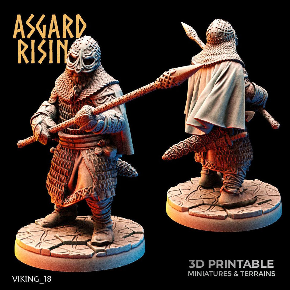 3D Printed Asgard Rising Viking Hersir with Guardsmen 28 32mm Wargaming DnD - Charming Terrain