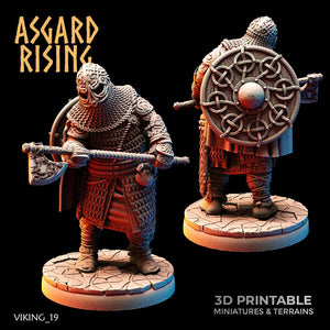 3D Printed Asgard Rising Viking Hersir with Guardsmen 28 32mm Wargaming DnD - Charming Terrain