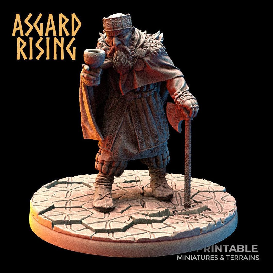 3D Printed Asgard Rising Viking King Eysteinn the Indomitable 28 32 mm Wargaming DnD - Charming Terrain