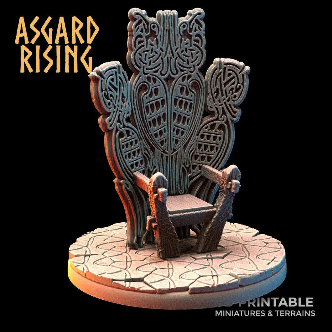 3D Printed Asgard Rising Viking King Throne 28 32 mm Wargaming DnD - Charming Terrain