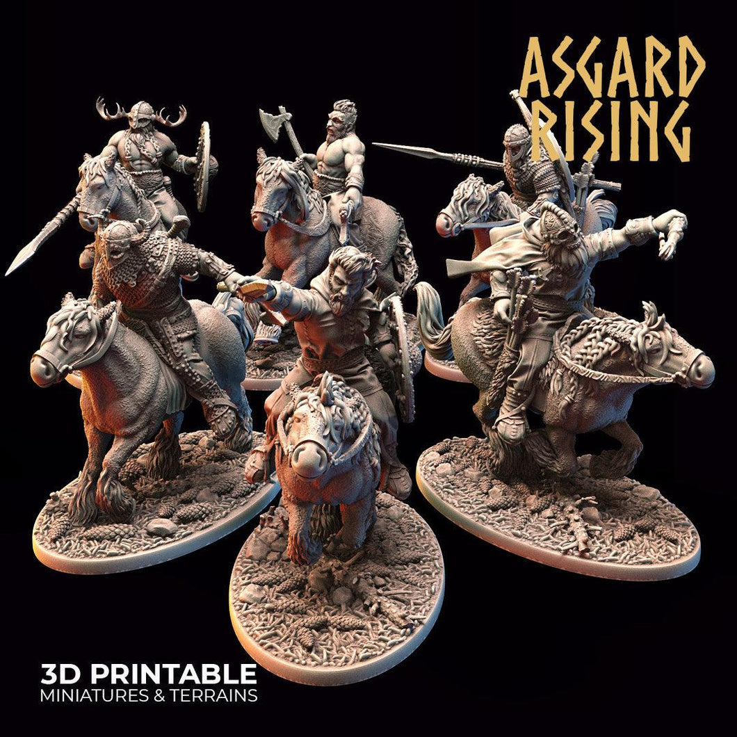 3D Printed Asgard Rising Viking Riders Modular Warband 28mm - 32mm - Charming Terrain