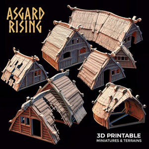 3D Printed Asgard Rising Viking Village Modular Set 28mm - 32mm Ragnarok D&D - Charming Terrain