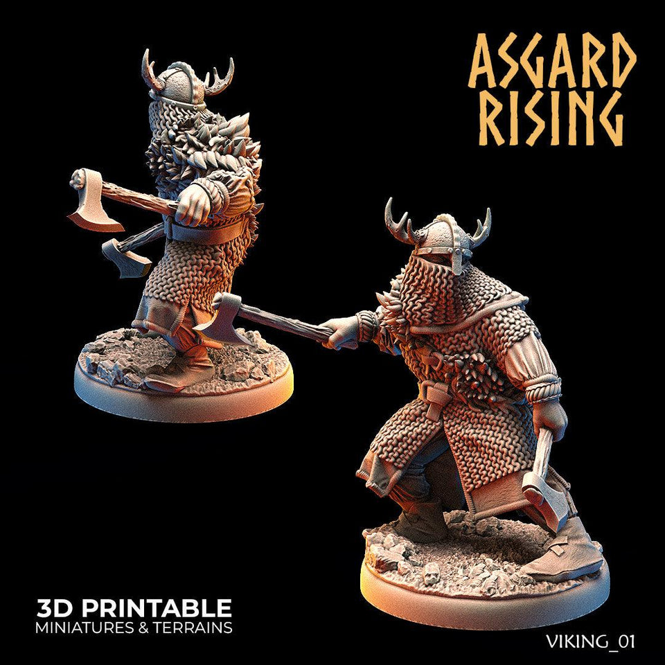 3D Printed Asgard Rising Vikings of the White Bear Clan Warriors 28mm - 32mm - Charming Terrain