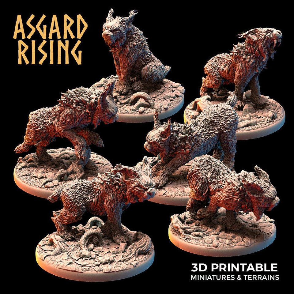 3D Printed Asgard Rising Wild Lynxes 28 32 mm Wargaming DnD - Charming Terrain