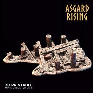 3D Printed Asgard Rising Wooden Ruined Pier 28mm - 32mm Ragnarok D&D - Charming Terrain