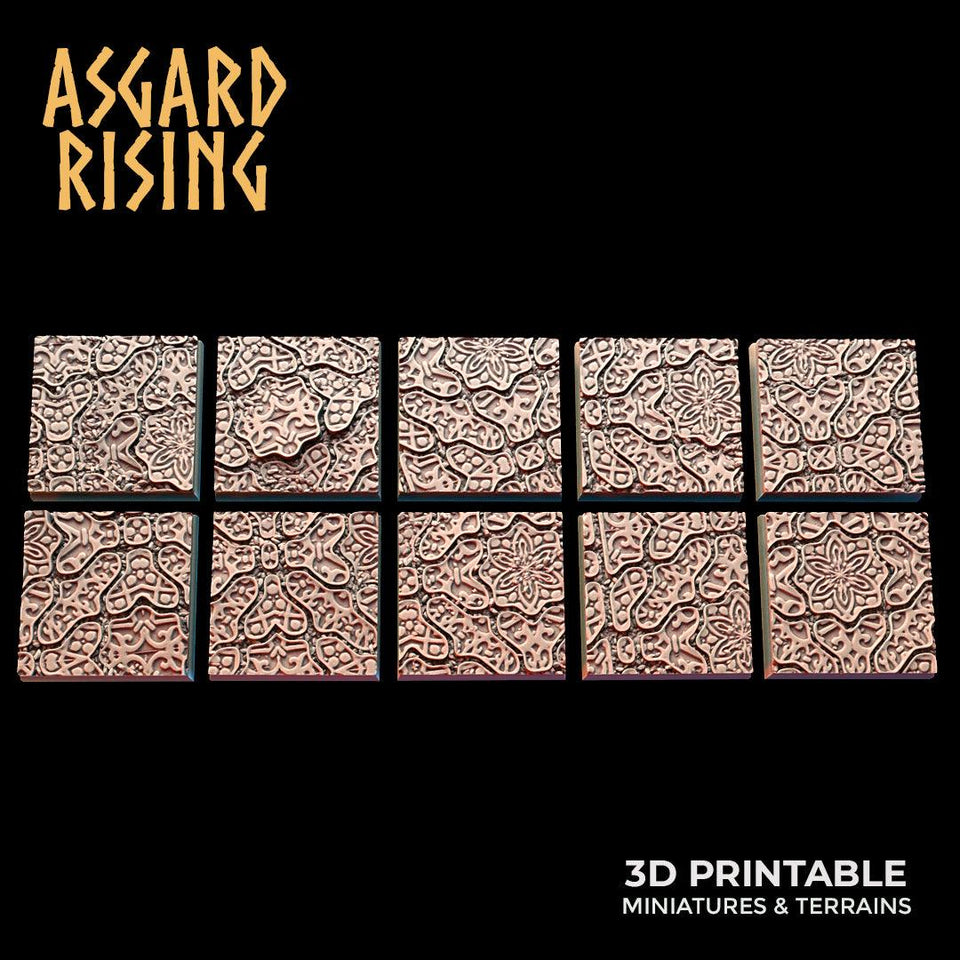 3D Printed Asgard Rising Worn Pavingstone -10 x 25 to 40 mm Square Base Set A Wargaming DnD - Charming Terrain